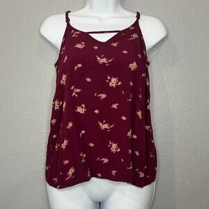 So Burgundy floral tank top size S